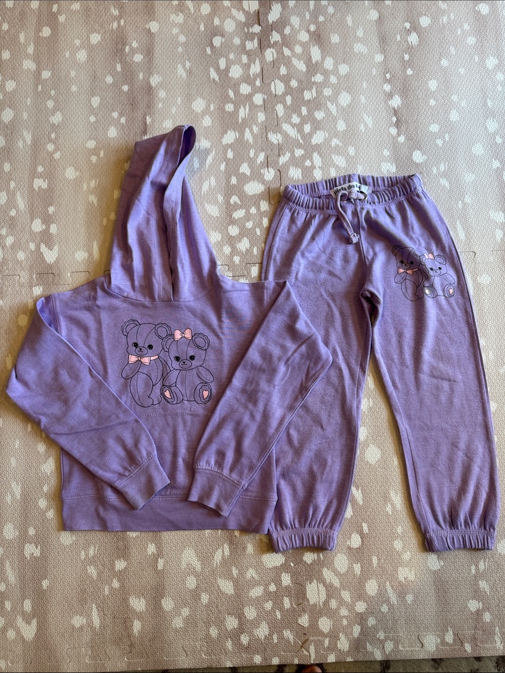 Girls Do Too Lavender Teddy Bear Hoodie & Jogger Sweat Set Size 5 Cute Cozy